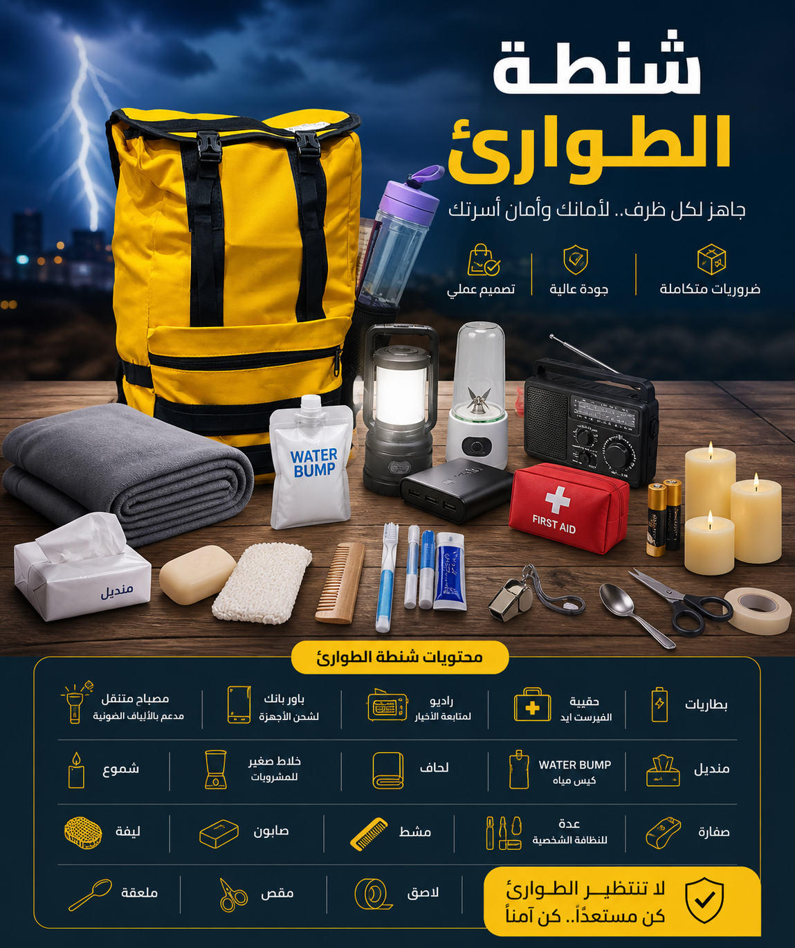 شنطة الطوارئ المتكاملة – أمانك يبدأ بالاستعداد