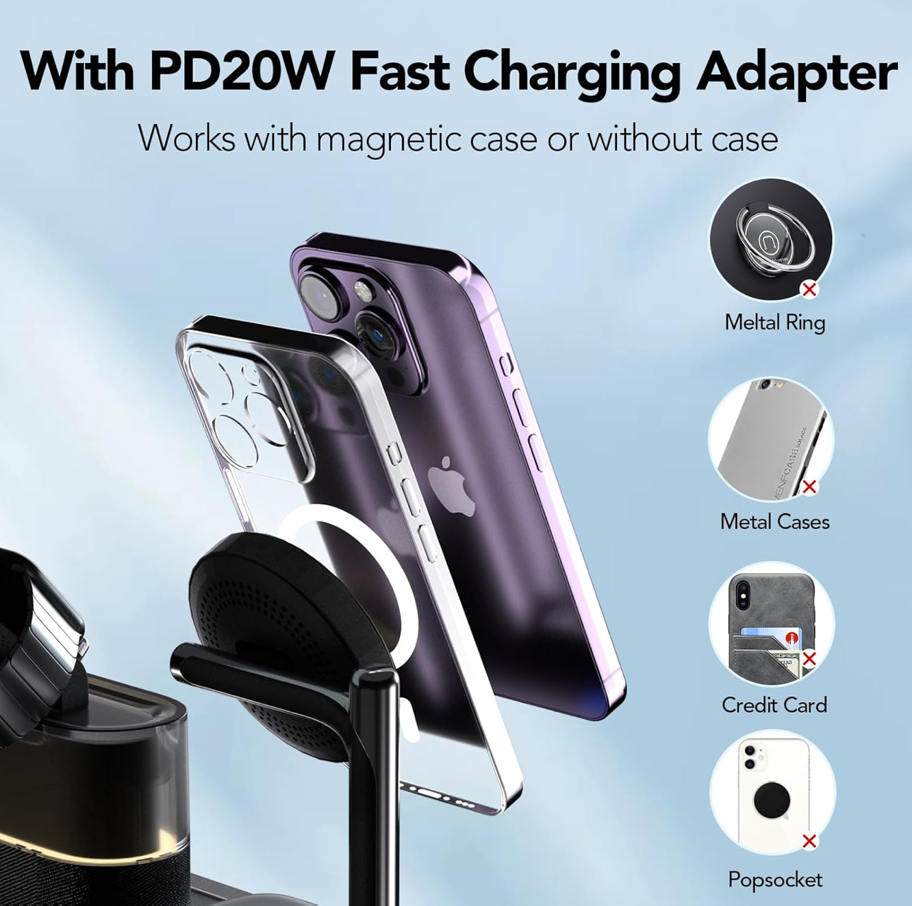 شاحن لاسلكي 5 في 1 تصميم عصري وكفاءة عالية