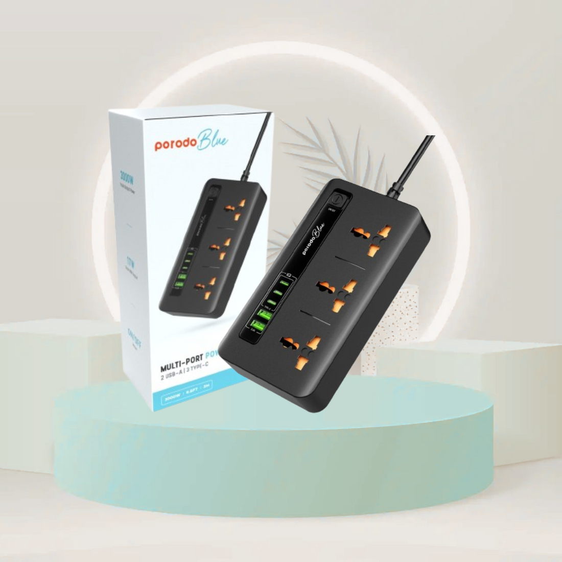 بلك الطاقة متعددة المنافذ Porodo Blue – قوة وأمان في مكان واحد